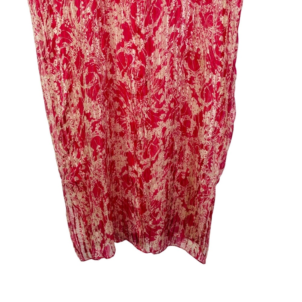 Fleur de Paris Silk Sheer Shift Dress M/L Pink Floral V-Neck Coquette - Picture 3 of 7